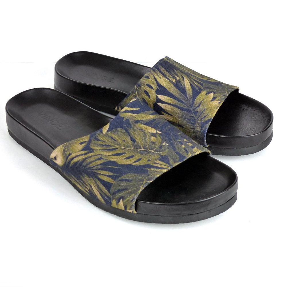 Vince Mens Wasco Printed Leaves Canvas Slides